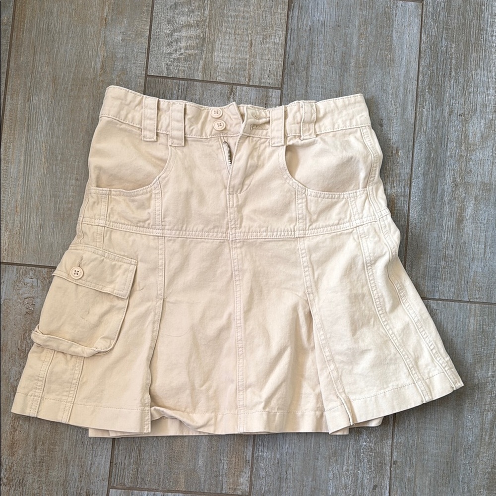 Beige Cargo Mini Skirt